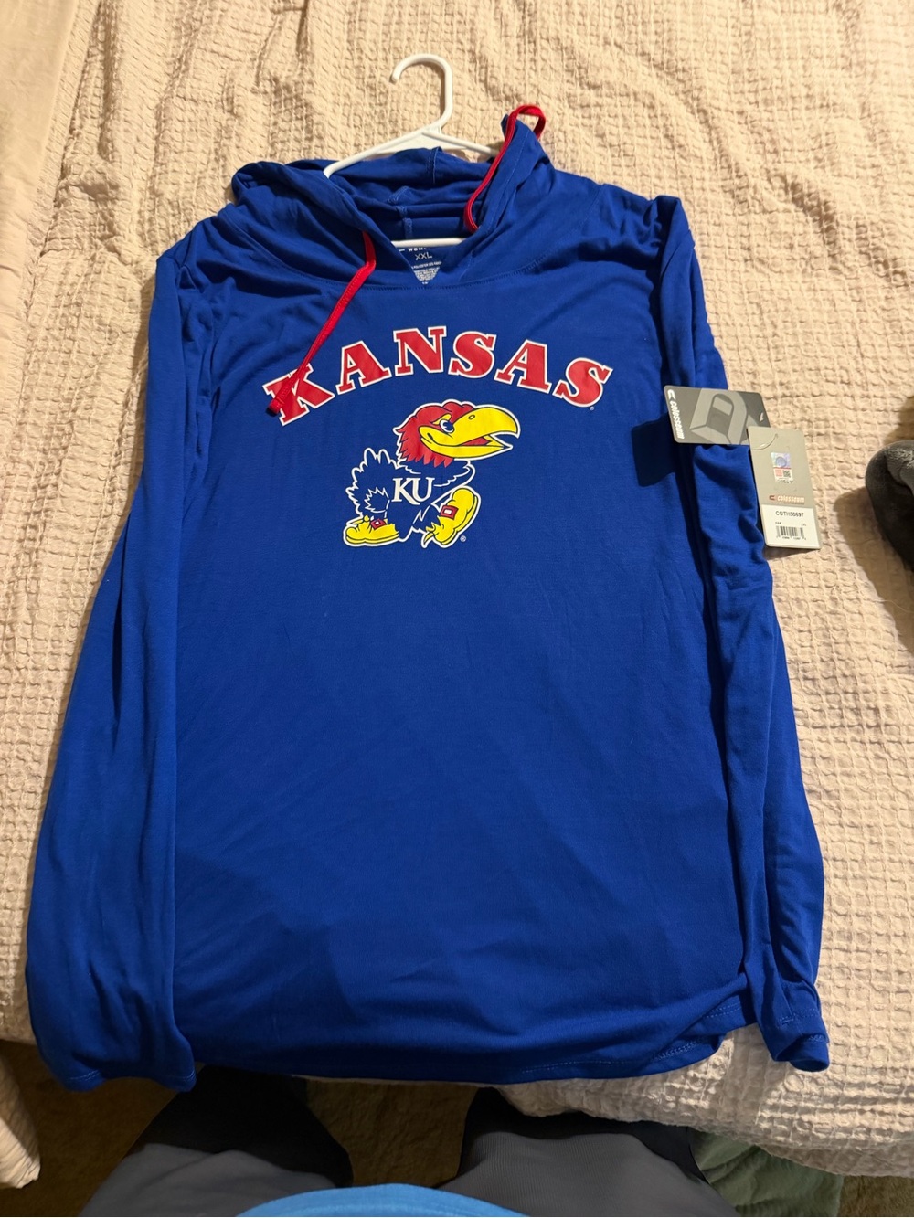 Rock Chalk Jayhawk - XXL women’s lightweight hooded T-shirt for any occasion!